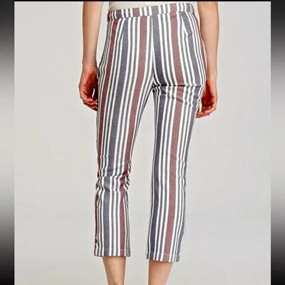 FREE PEOPLE Striped Cropped Pants Mod Linen Blend Boho 4 - Picture 4 of 10